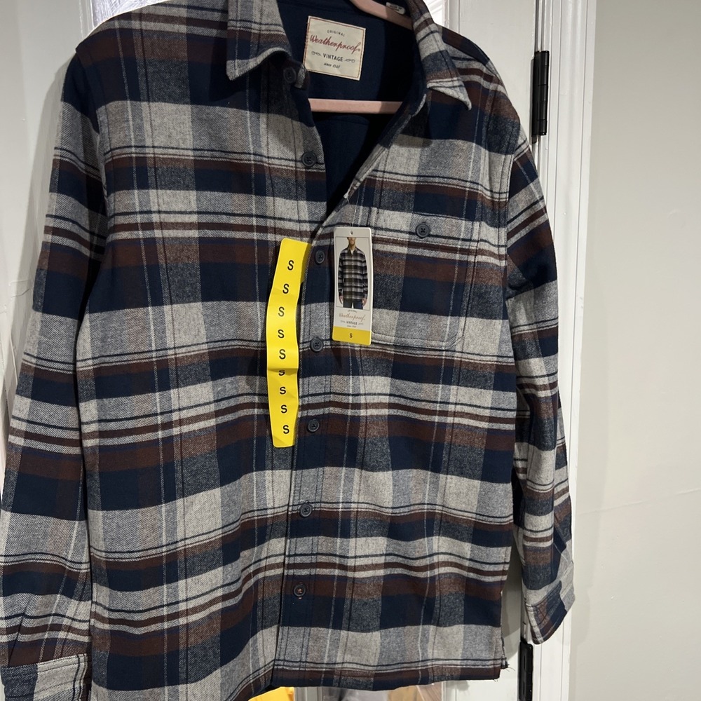 Original Weatherproof SMALL BROWN GRAY 60% Cotton NwT Flannel Jacket Shackleton
